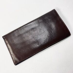 Vintage Delli Firenze Genuine Brown Leather Slim Long Bifold Wallet